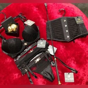 Vintage Honey Birdette Greta full set 32C, S thong and suspenders and M waspie